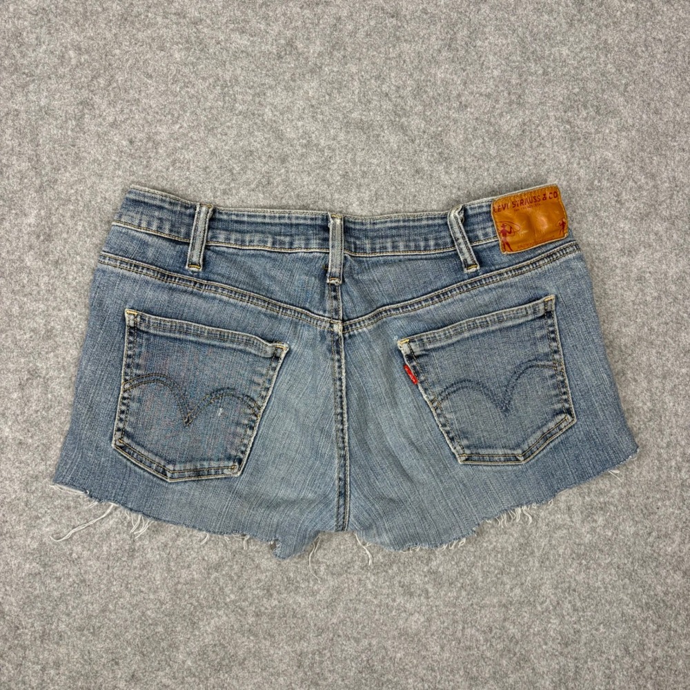 Levis Quincy Denim Shorts Womens 31M Blue Cut Off Frayed Raw Hem Made In USA